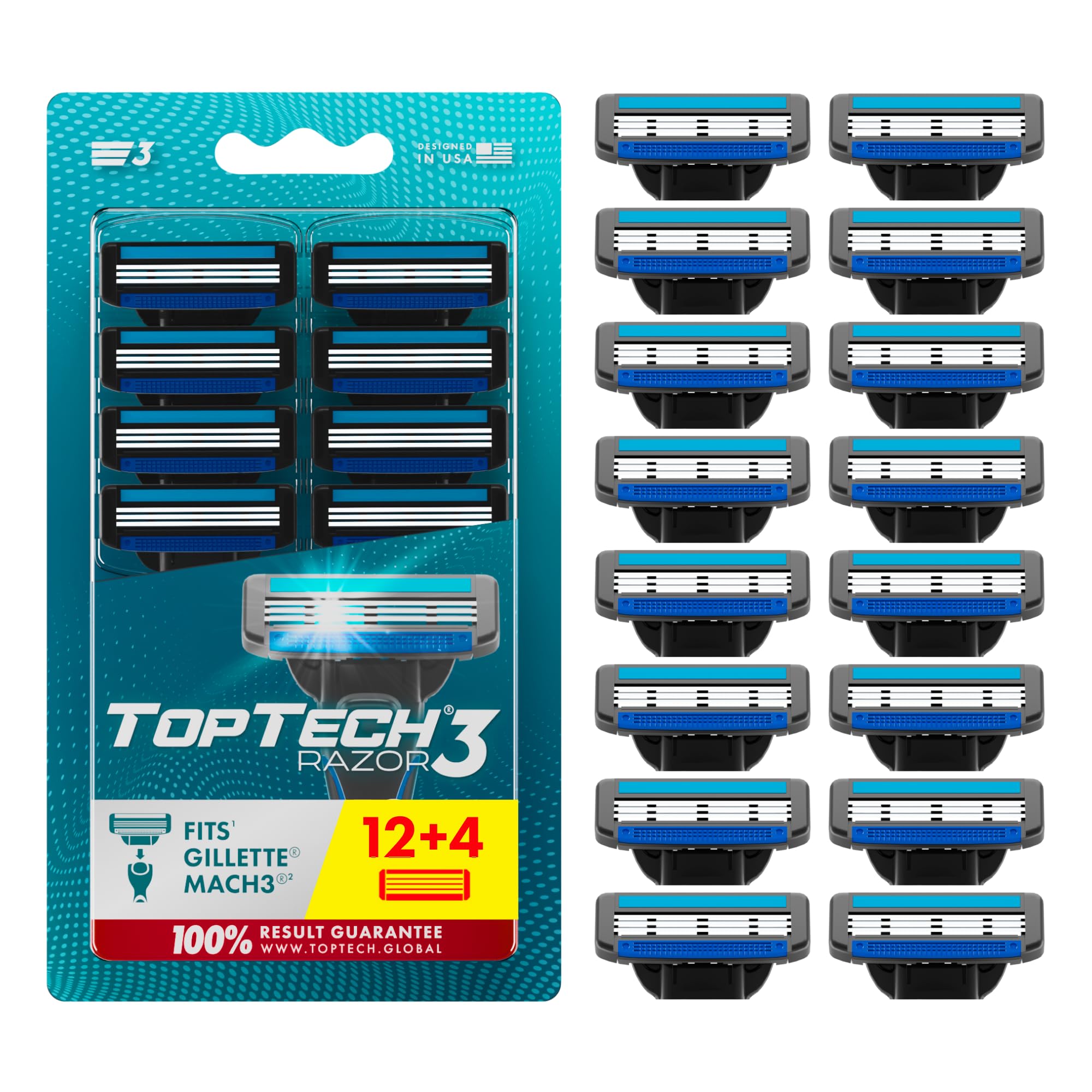 Razor 3 for Men - Replaceable Cartridges for Manual Shaving Razor - 3-Blade Technology Refills - 12 Count Pack - Fits Gillette Mach3 - Soft Shave, Sharp Blades - Cost-effective Refill